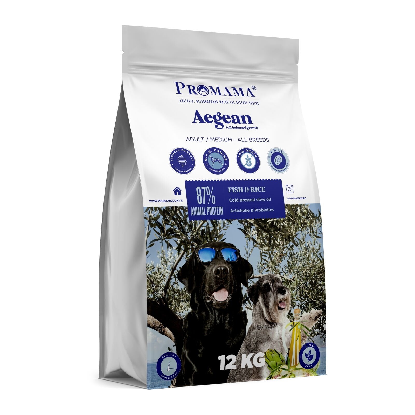 Promama Aegean Adult Balıklı Yetişkin GAG Eklem Destekli Köpek Maması 12 KG