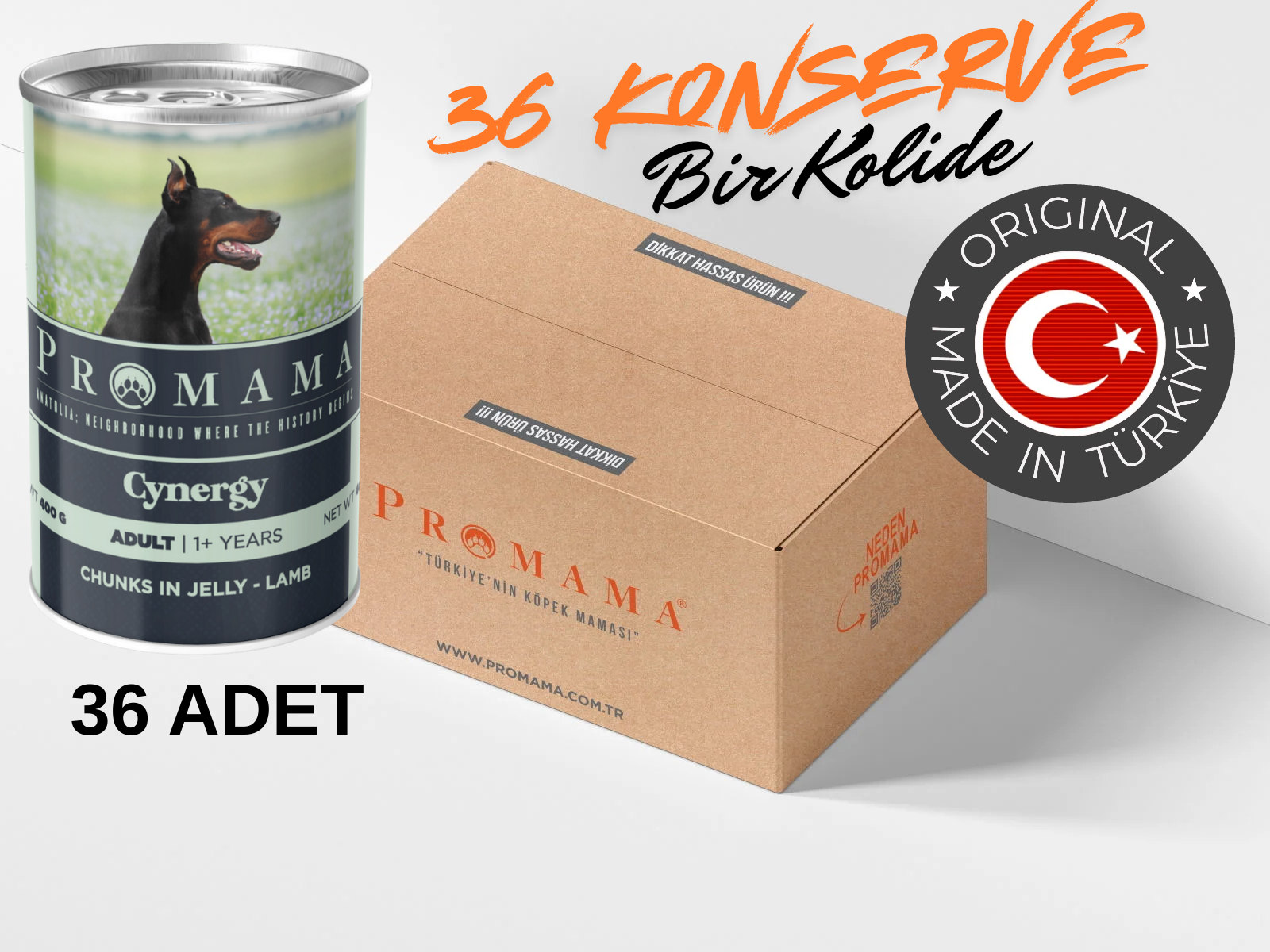 Promama Cynergy Kuzu Etli Yaş Konserve Yetişkin Köpek Maması 400 GR 36'lı Koli