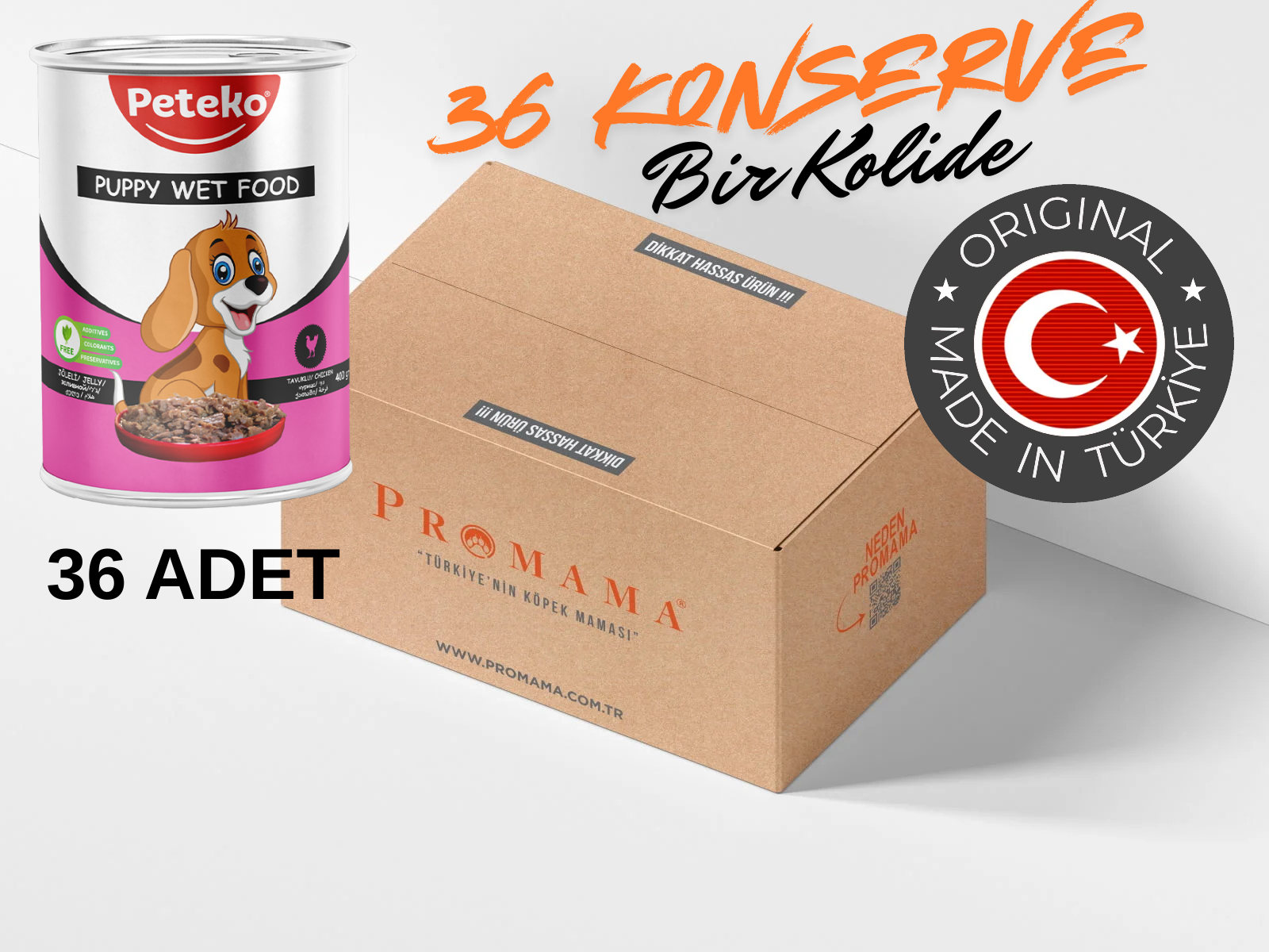 Yavru Tavuklu Etli Yaş Konserve Köpek Maması 400 Gr. 36'lı Koli