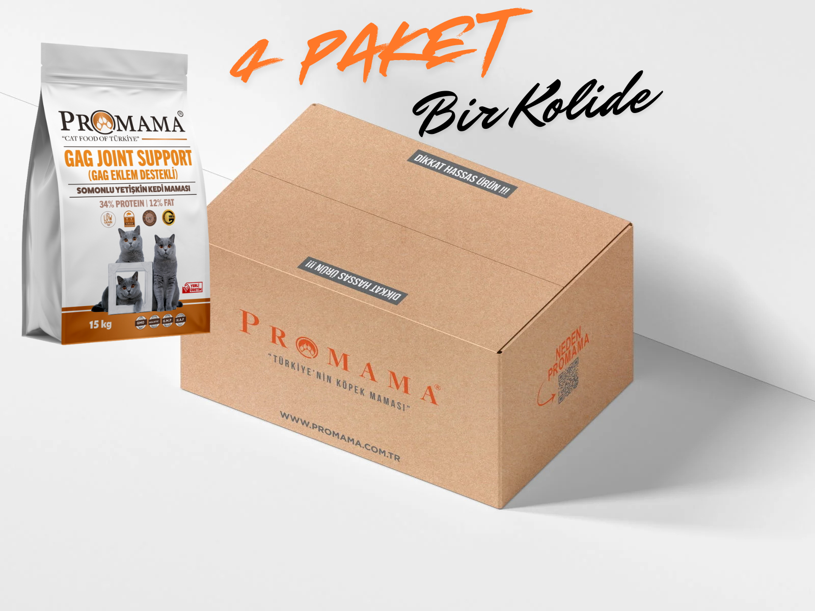 Promama Balıklı GAG Eklem Destekli Yetişkin Kısır Kedi Maması 1,5x4 KG
