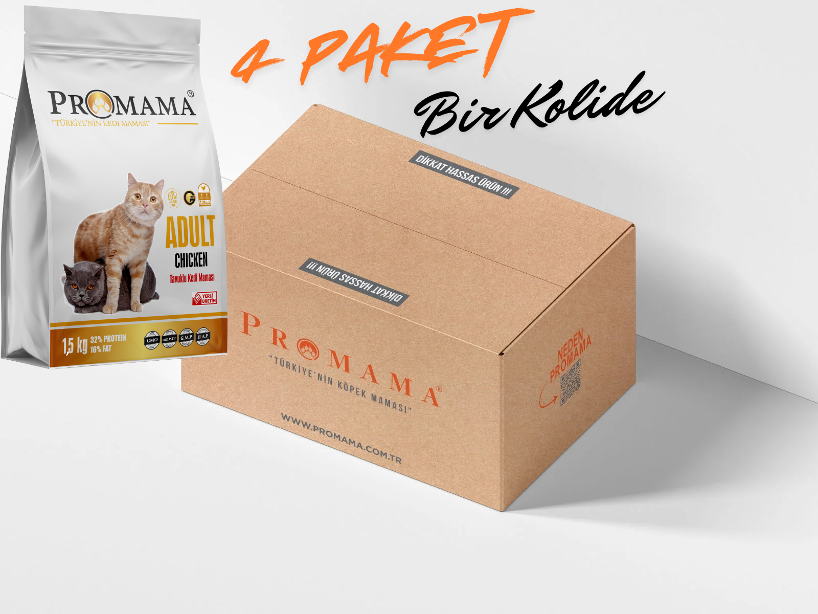Promama Aç Bitir Tavuklu Yetişkin Kedi Maması 1.5 KGx4