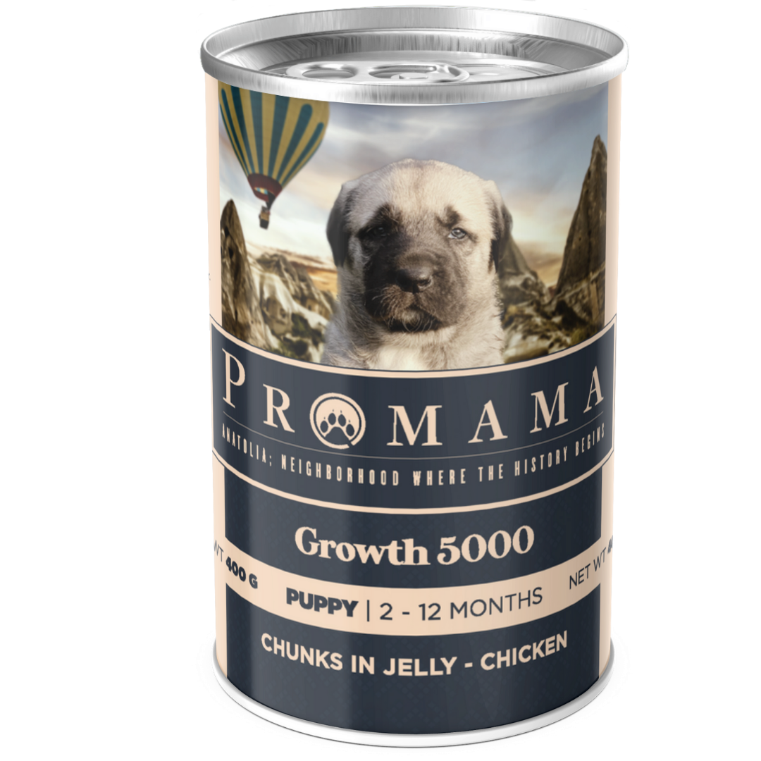 Promama Growth 5000 Yavru Tavuklu Etli Yaş Konserve Köpek Maması 400 Gr. 12'lı Koli